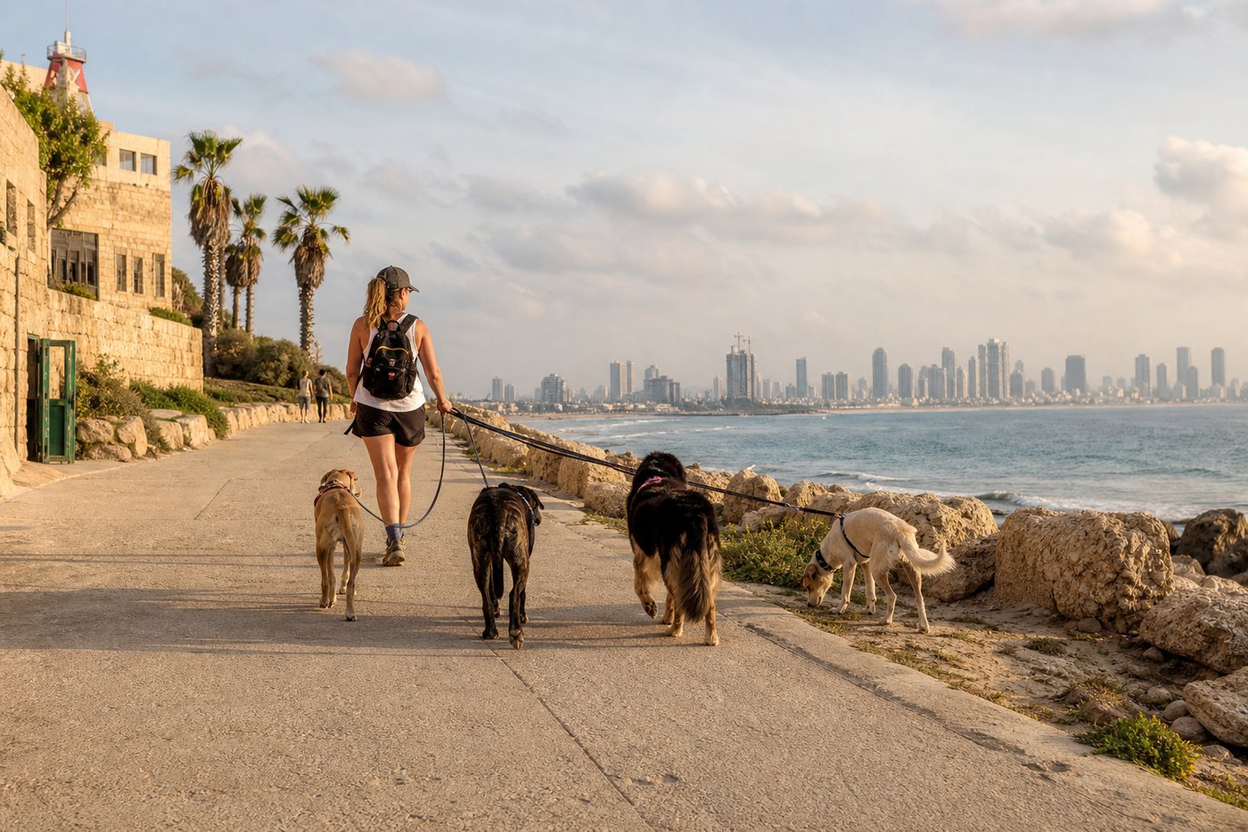 Adventure walk along Jaffa port boardwalk